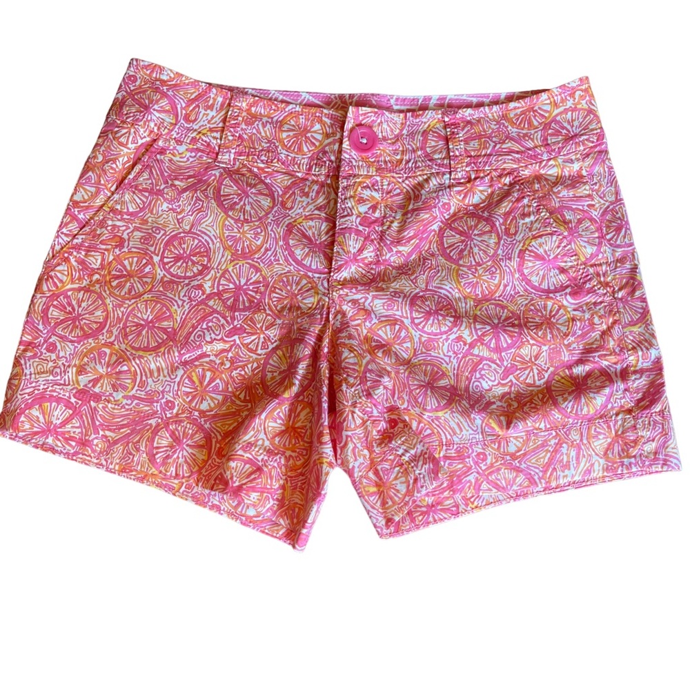 Lily Pulitzer Pink Orange and white printed shorts womens size 0